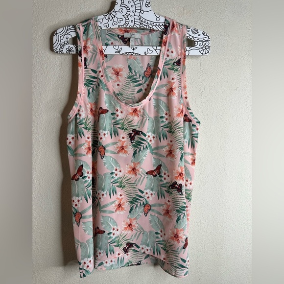 Joie Floral Silk butterfly pink Tank Top size medium - Picture 2 of 5